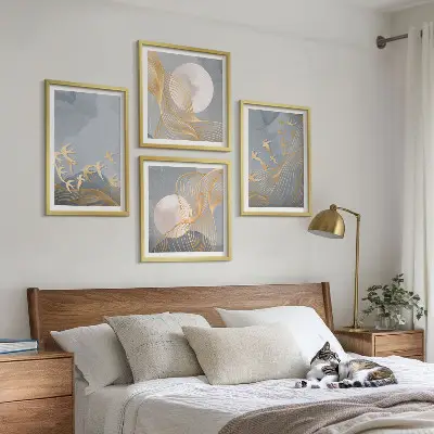 Multi-piece wall decor set featuring birds in flight against a moonlit sky