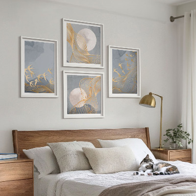 Multi-piece wall decor set Birds in flight sky moon