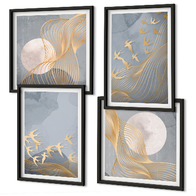 Multi-piece wall decor set Birds in flight sky moon