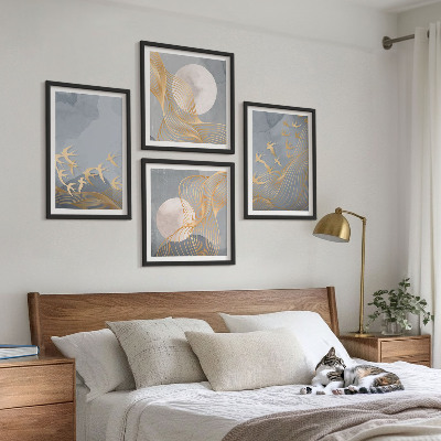 Multi-piece wall decor set Birds in flight sky moon