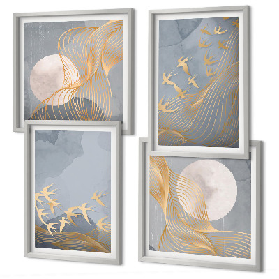 Multi-piece wall decor set Birds in flight sky moon