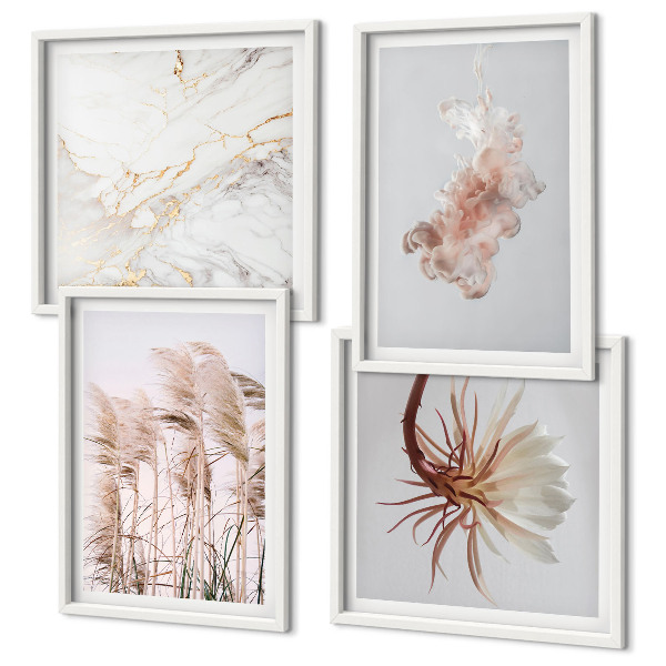 Multi-piece wall decor set Elegant grass flowers marble
