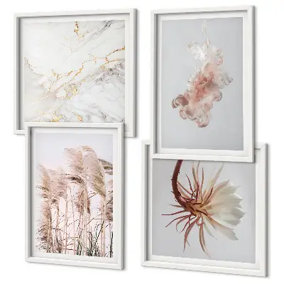 Multi-piece wall decor set elegant grass flowers marble design
