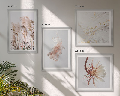 Multi-piece wall decor set Elegant grass flowers marble