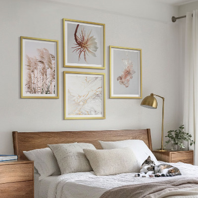 Multi-piece wall decor set Elegant grass flowers marble