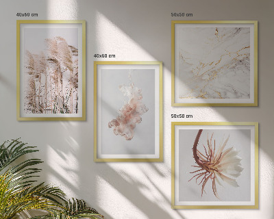 Multi-piece wall decor set Elegant grass flowers marble