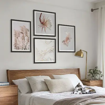 Multi-piece wall decor set elegant grass flowers marble design