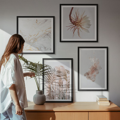 Multi-piece wall decor set Elegant grass flowers marble