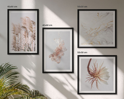 Multi-piece wall decor set Elegant grass flowers marble