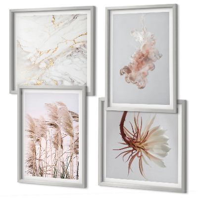 Multi-piece wall decor set Elegant grass flowers marble