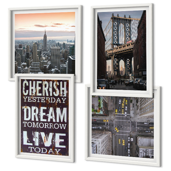 Wall art set New York landscapes quote