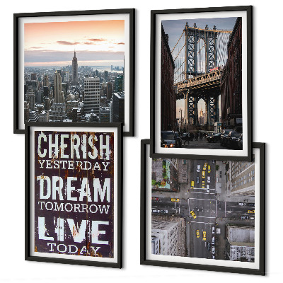 Wall art set New York landscapes quote