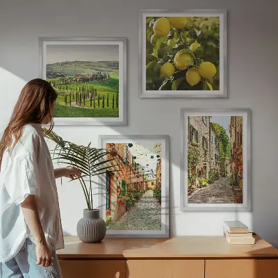 Charming streets of lemon blossoms wall art set of 4 pieces