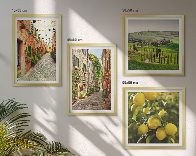 Set of 4 wall art pieces Charming streets of lemon blossoms