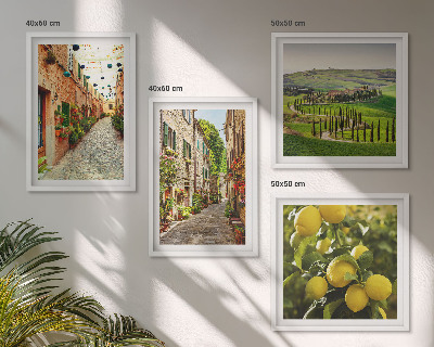 Set of 4 wall art pieces Charming streets of lemon blossoms