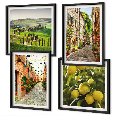 Set of 4 wall art pieces Charming streets of lemon blossoms