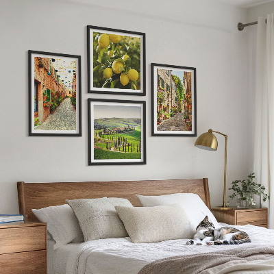 Set of 4 wall art pieces Charming streets of lemon blossoms
