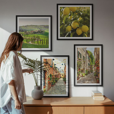 Set of 4 wall art pieces Charming streets of lemon blossoms