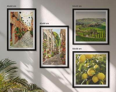 Set of 4 wall art pieces Charming streets of lemon blossoms