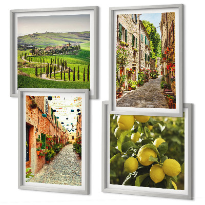 Set of 4 wall art pieces Charming streets of lemon blossoms