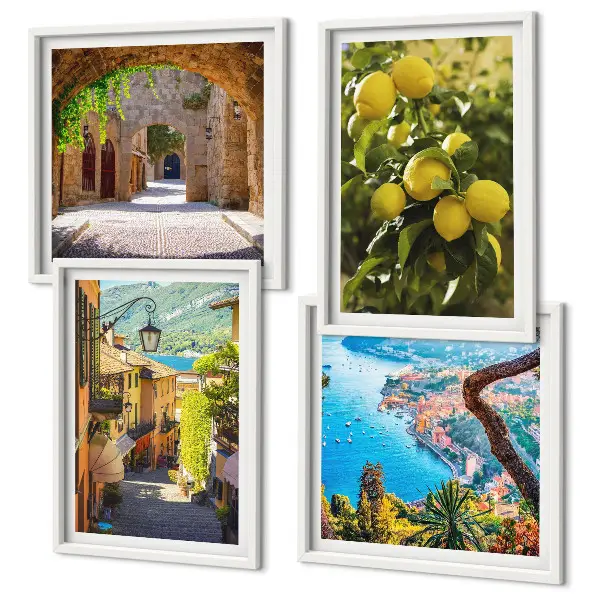Multi-piece wall decor set seaside streets and sea of lemons design