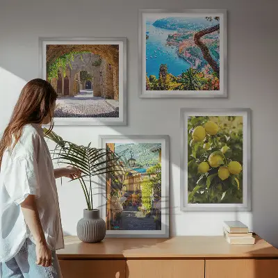 Multi-piece wall decor set seaside streets and sea of lemons design