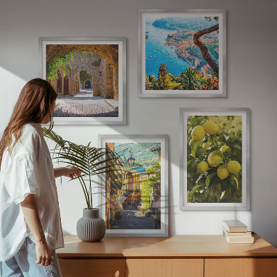 Multi-piece wall decor set Seaside streets, sea of ​​lemons
