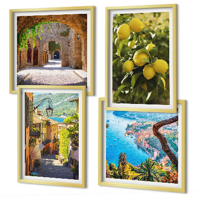Multi-piece wall decor set Seaside streets, sea of ​​lemons