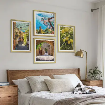 Multi-piece wall decor set seaside streets and sea of lemons design