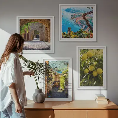 Multi-piece wall decor set seaside streets and sea of lemons design