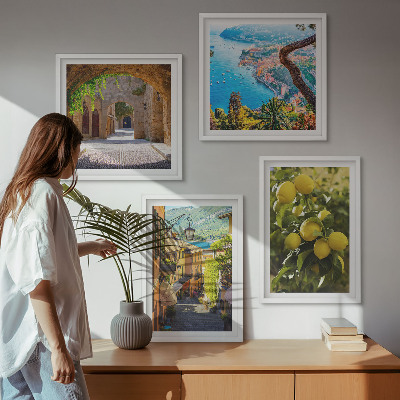 Multi-piece wall decor set Seaside streets, sea of ​​lemons