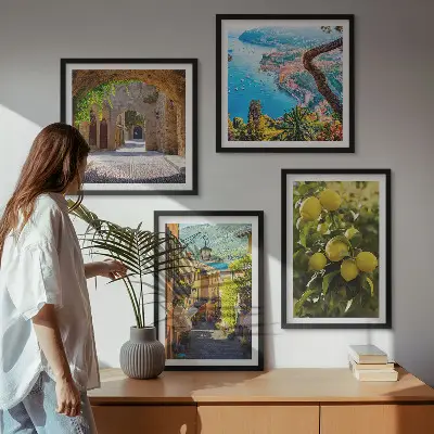 Multi-piece wall decor set seaside streets and sea of lemons design