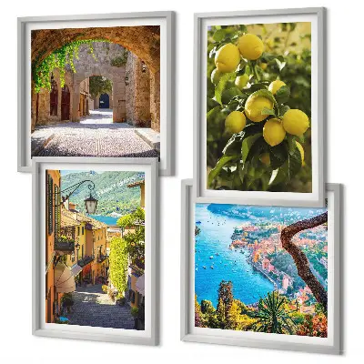 Multi-piece wall decor set seaside streets and sea of lemons design
