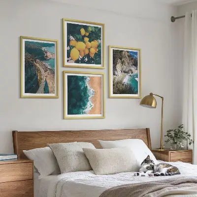 Wall art set sea, beach, lemons, and mountains