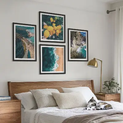 Wall art set sea, beach, lemons, and mountains