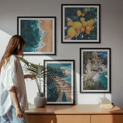 Wall art set Sea beach lemons mountains