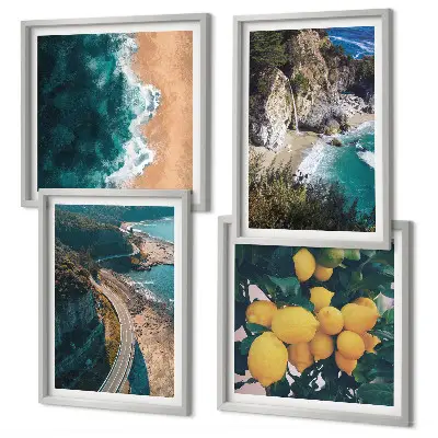 Wall art set sea, beach, lemons, and mountains