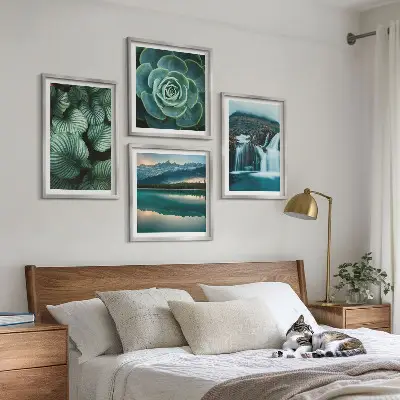 Multi-piece wall decor set featuring close-ups of succulent plant leaves