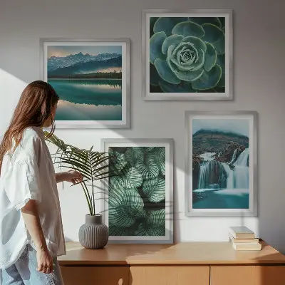 Multi-piece wall decor set featuring close-ups of succulent plant leaves