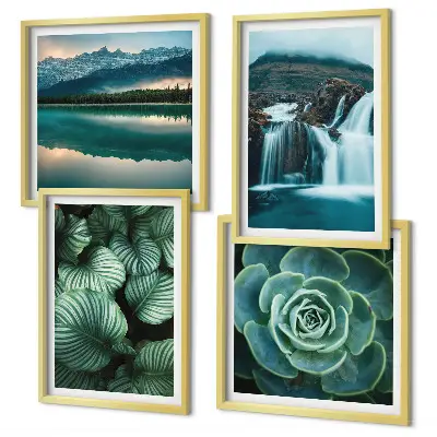 Multi-piece wall decor set featuring close-ups of succulent plant leaves