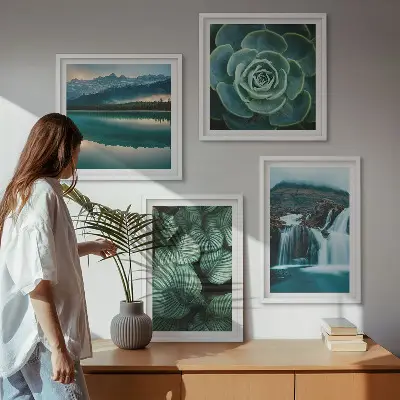 Multi-piece wall decor set featuring close-ups of succulent plant leaves