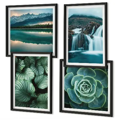 Multi-piece wall decor set featuring close-ups of succulent plant leaves