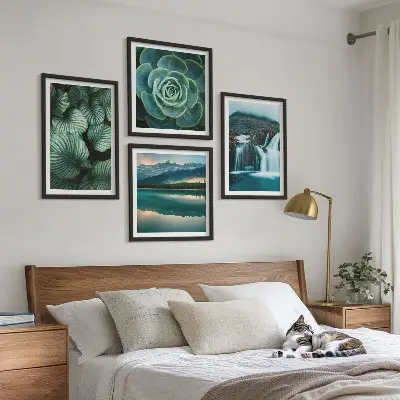 Multi-piece wall decor set featuring close-ups of succulent plant leaves