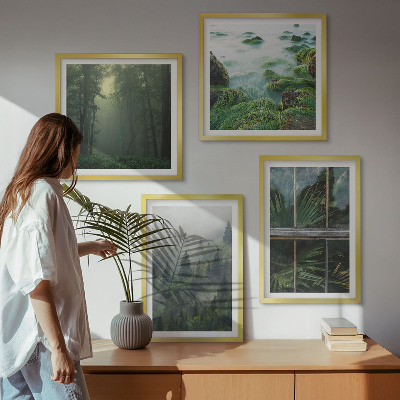 Wall art set Forest fog river greenhouse plants