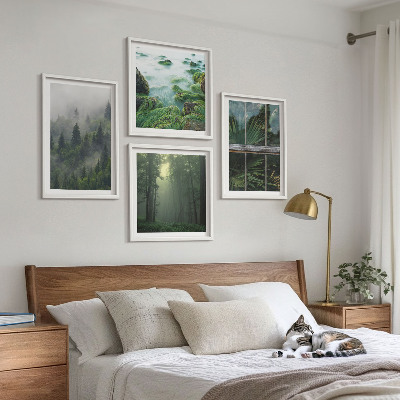 Wall art set Forest fog river greenhouse plants