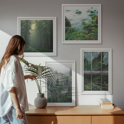 Wall art set Forest fog river greenhouse plants