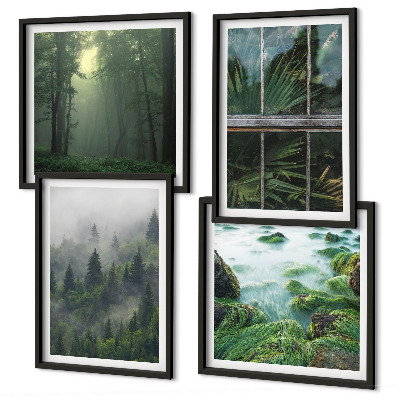 Wall art set Forest fog river greenhouse plants