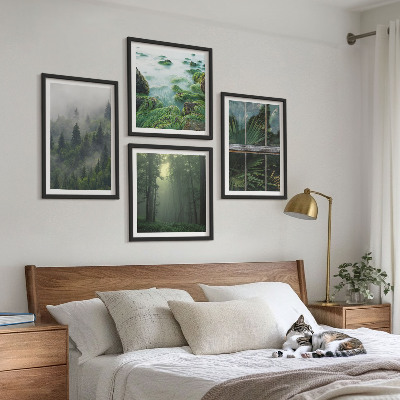Wall art set Forest fog river greenhouse plants