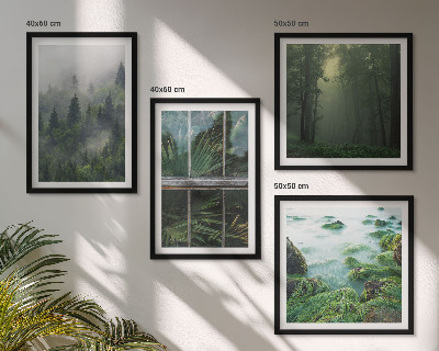 Wall art set Forest fog river greenhouse plants