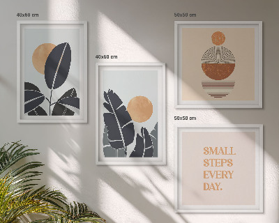Set of 4 wall art pieces Plant patterns large minimalist suns